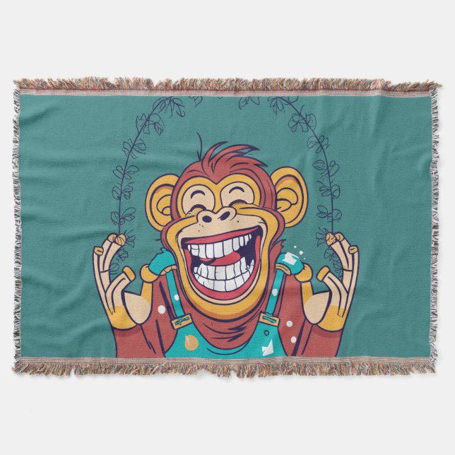 Monkey Smiling Throw Blanket (Front)