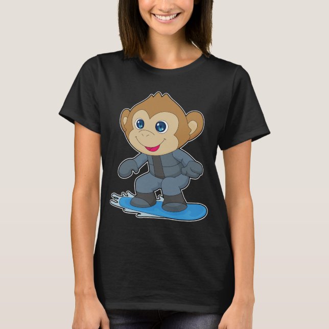 Monkey Snowboard Winter sports T-Shirt (Front)