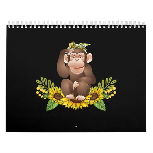 Monkey Sunflower Monkey Lover Gifts Calendar