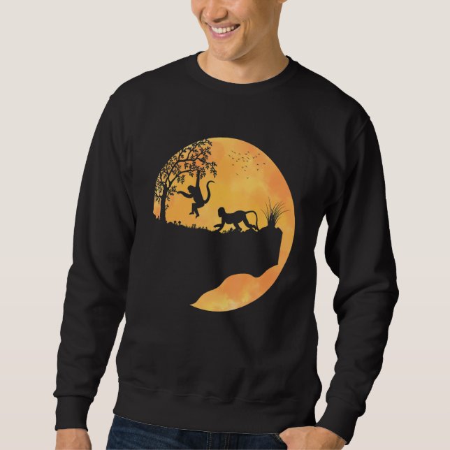 Monkey Sunset For Men Women Cute Monkey Sweatshirt (Front)