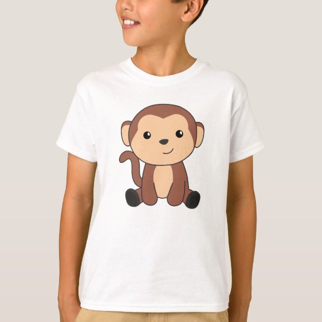 Monkey Sweet Animals In The Jungle Funny Monkeys T-Shirt (Front)