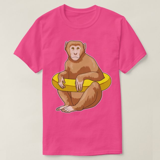Monkey Swimming Lifebuoy T-Shirt (Design Front)