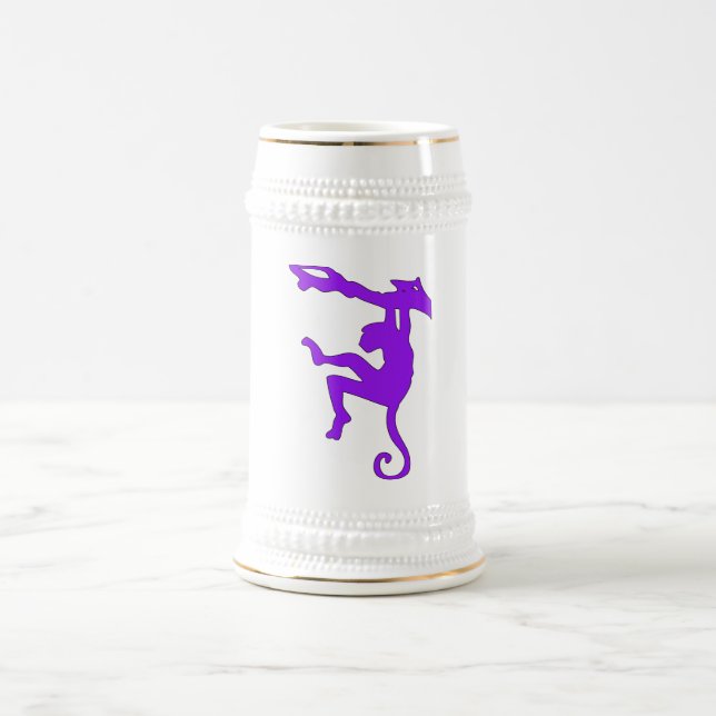 Monkey Swinging in Tree Silhouette Cartoon Beer Stein (Center)