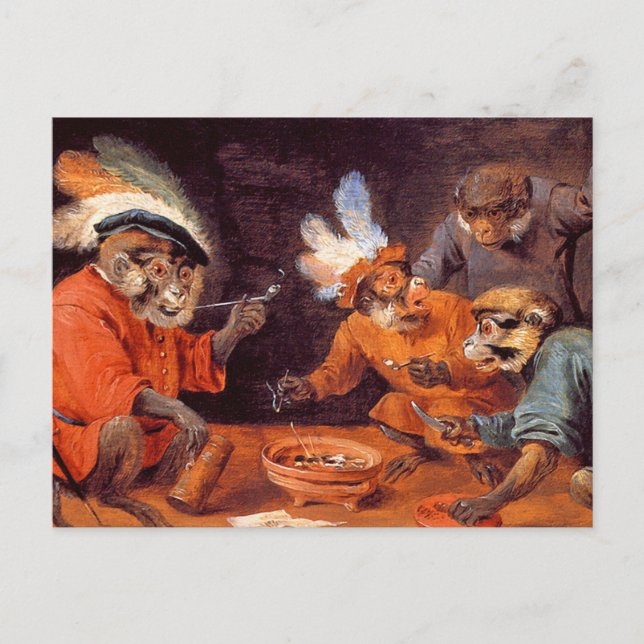 Monkey Tavern:  Vintage Art Postcard (Front)