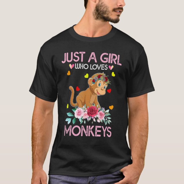 Monkey Tee For Women Kids Just A Girl Who Loves Mo (Front)