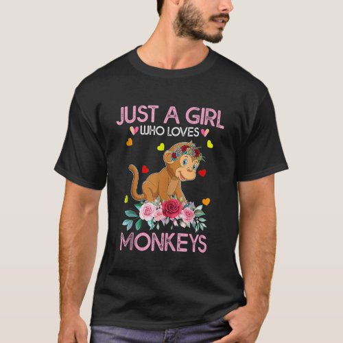 Monkey Tee For Women Kids Just A Girl Who Loves Mo