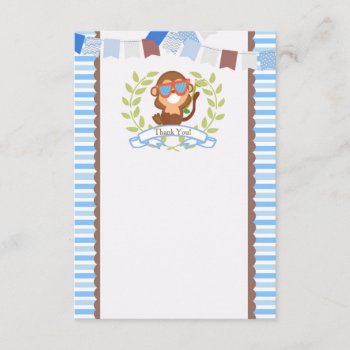 Monkey Thank You Card For Birthday Or Baby Shower by seasidepapercompany at Zazzle