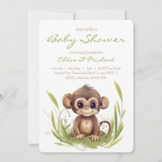 Monkey Themed Baby Shower Invitation