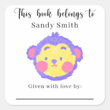 Monkey - This book belongs to with message