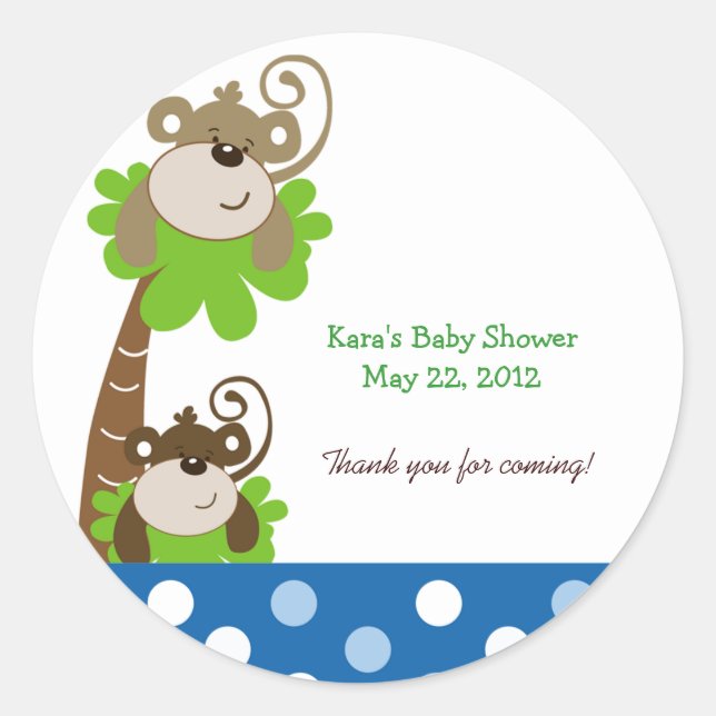 MONKEY TIME (BLUE) Custom Favor Sticker (Front)