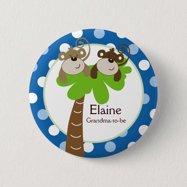 MONKEY TIME BLUE NAME TAG Custom Button (Front)