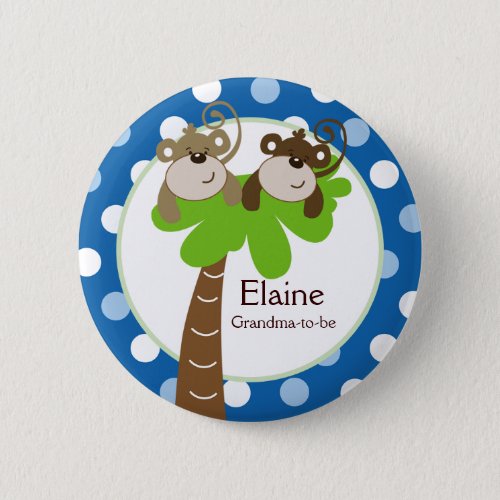 MONKEY TIME BLUE NAME TAG Custom Button