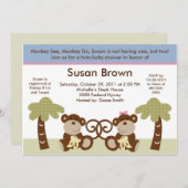 Monkey Time Twins Baby Shower Invitation (Front/Back)