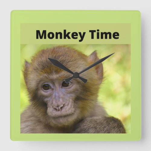 Monkey Tine square wall clock