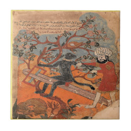 Monkey Tries Carpentry Indian Renaissance Fable Ceramic Tile