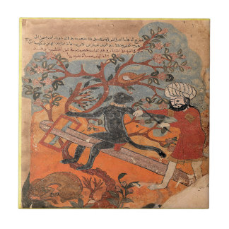 Monkey Tries Carpentry Indian Renaissance Fable Ceramic Tile