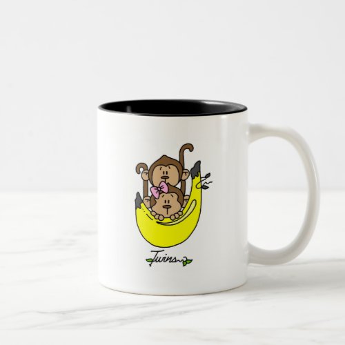 Monkey Twin Boy and Girl Tshirts and Gifts Two_Tone Coffee Mug