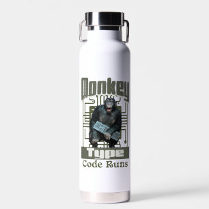 Monkey Type, Code Runs Funny Full-Stack Developer Water Bottle