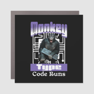 Monkey Typing Code Runs Programmer Humor Car Magnet