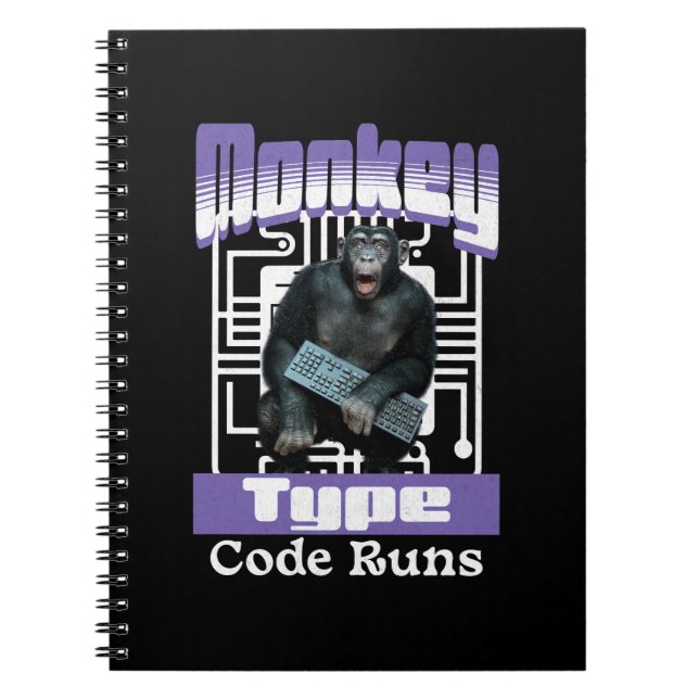 Monkey Typing Code Runs Programmer Humor Notebook (Front)