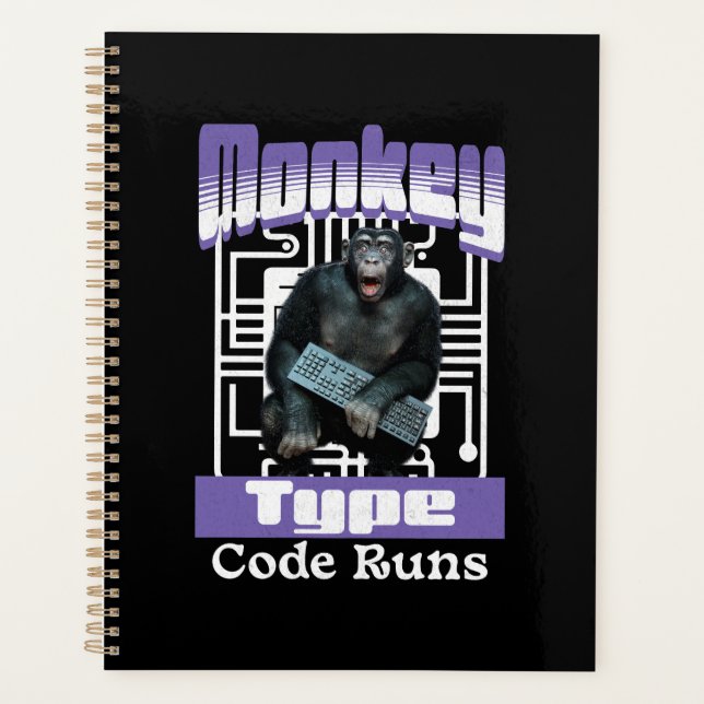 Monkey Typing Code Runs Programmer Humor Planner (Front)