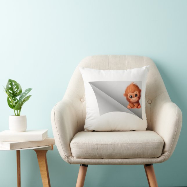 monkey under the patch throw pillow (Chair)