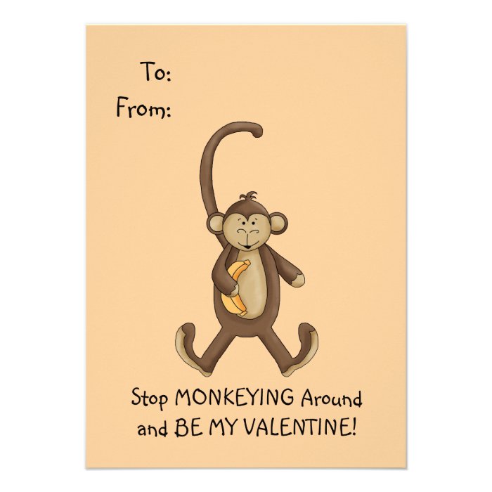 Monkey Valentine for Kids Custom Invitations