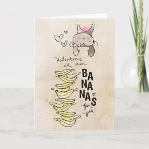 Monkey Valentine   I Am Bananas For You Holiday Card