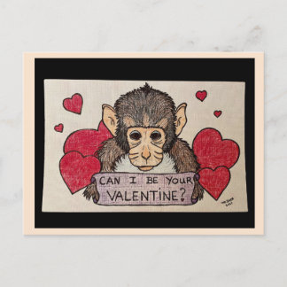 Monkey Valentines Postcard