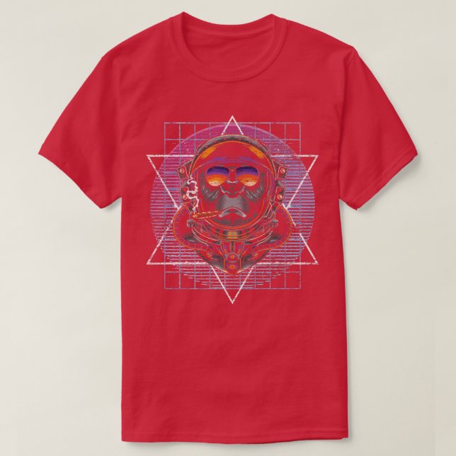 Monkey Vaporwave Aesthetics Synthwave 80s Art Astr T-Shirt (Design Front)