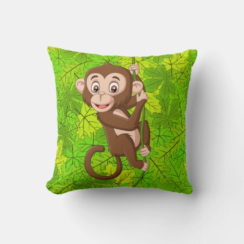 Monkey Vine Jungle Design Throw Pillow
