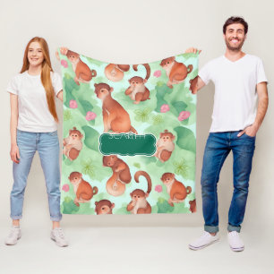 Monkey Watercolor Colorful Personalized Pattern Fleece Blanket