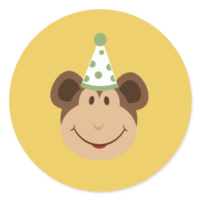 Monkey wearing a party hat stickers