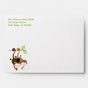 Monkey Wedding Couple 5x7 Invitation size Envelope