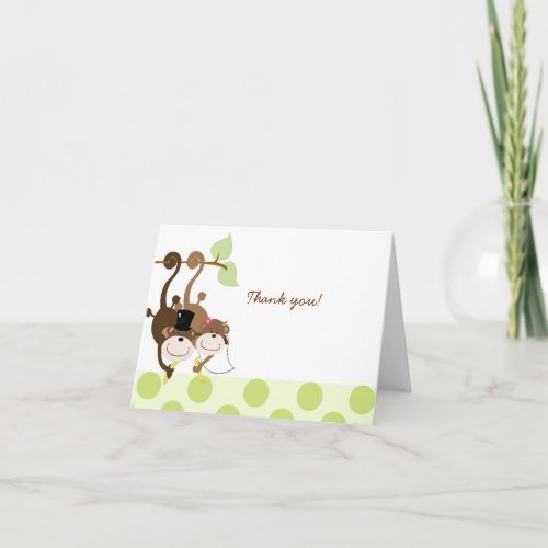 Monkey Wedding Couple Thank you Note Card