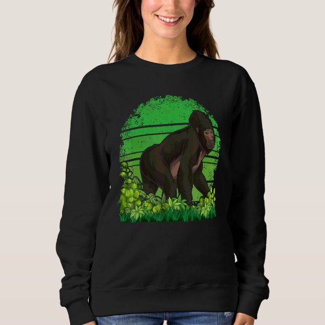 Monkey  Wildlife Gorilla  Ape Retro Gorilla Sweatshirt (Front)