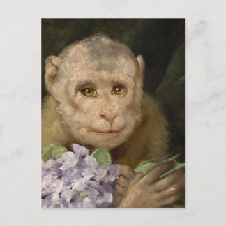 Monkey with a Bouquet of Violets | Gabriel von Max Postcard