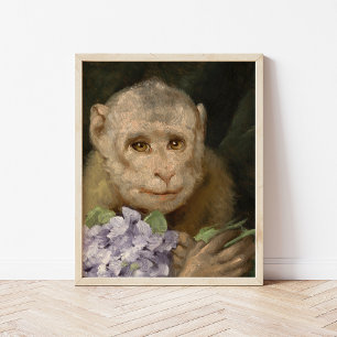 Monkey with a Bouquet of Violets   Gabriel von Max Poster