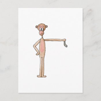 Monkey With A Sock. Postcard by Animal_Art_By_Ali at Zazzle
