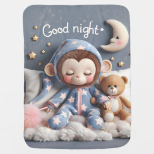 Monkey with a Teddy Bear Baby Blanket