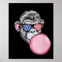 Monkey With American Flag Sungles 4th Of July Gift