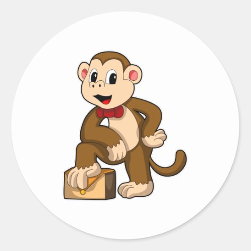 Monkey with Bag Classic Round Sticker