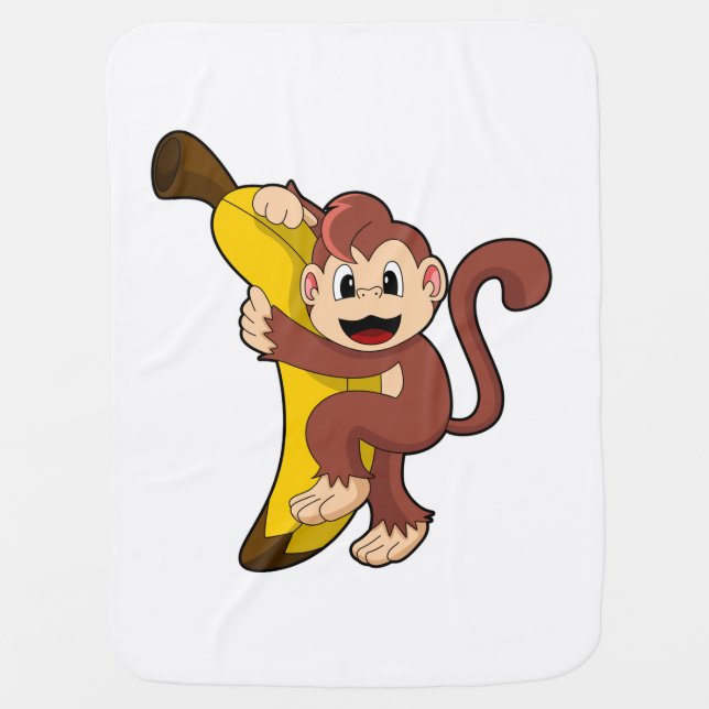 Monkey with Banana (1).PNG Baby Blanket (Front)