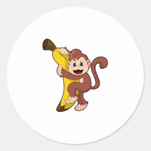 Monkey with Banana 1PNG Classic Round Sticker