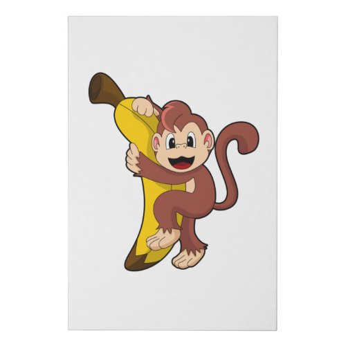 Monkey with Banana 1PNG Faux Canvas Print