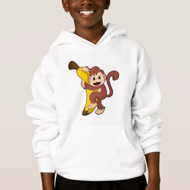 Monkey with Banana (1).PNG Hoodie (Front)