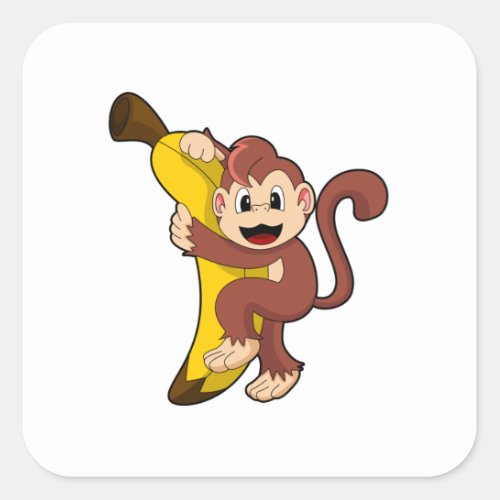 Monkey with Banana 1PNG Square Sticker