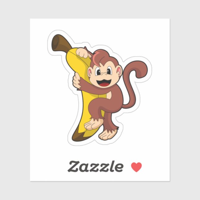 Monkey with Banana (1).PNG Sticker (Sheet)