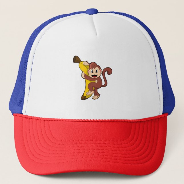Monkey with Banana (1).PNG Trucker Hat (Front)