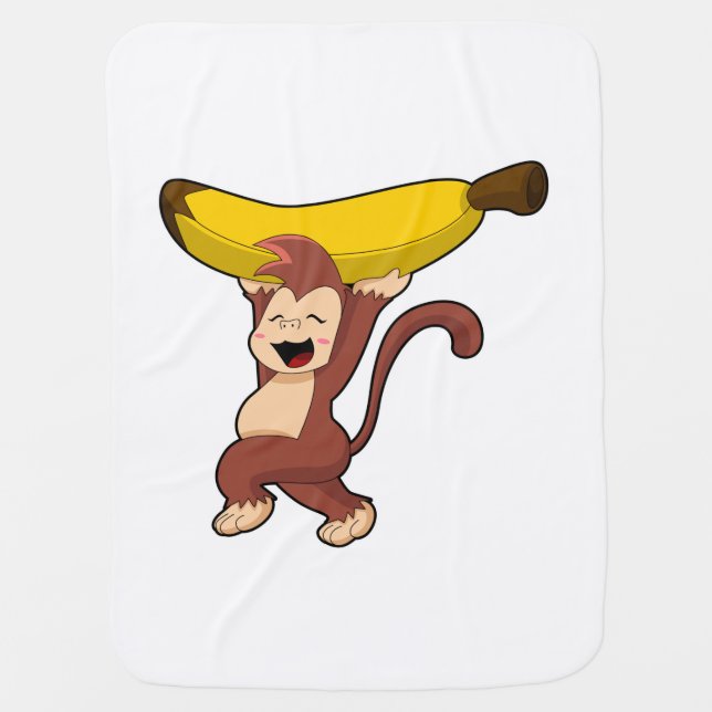 Monkey with Banana Baby Blanket (Front)